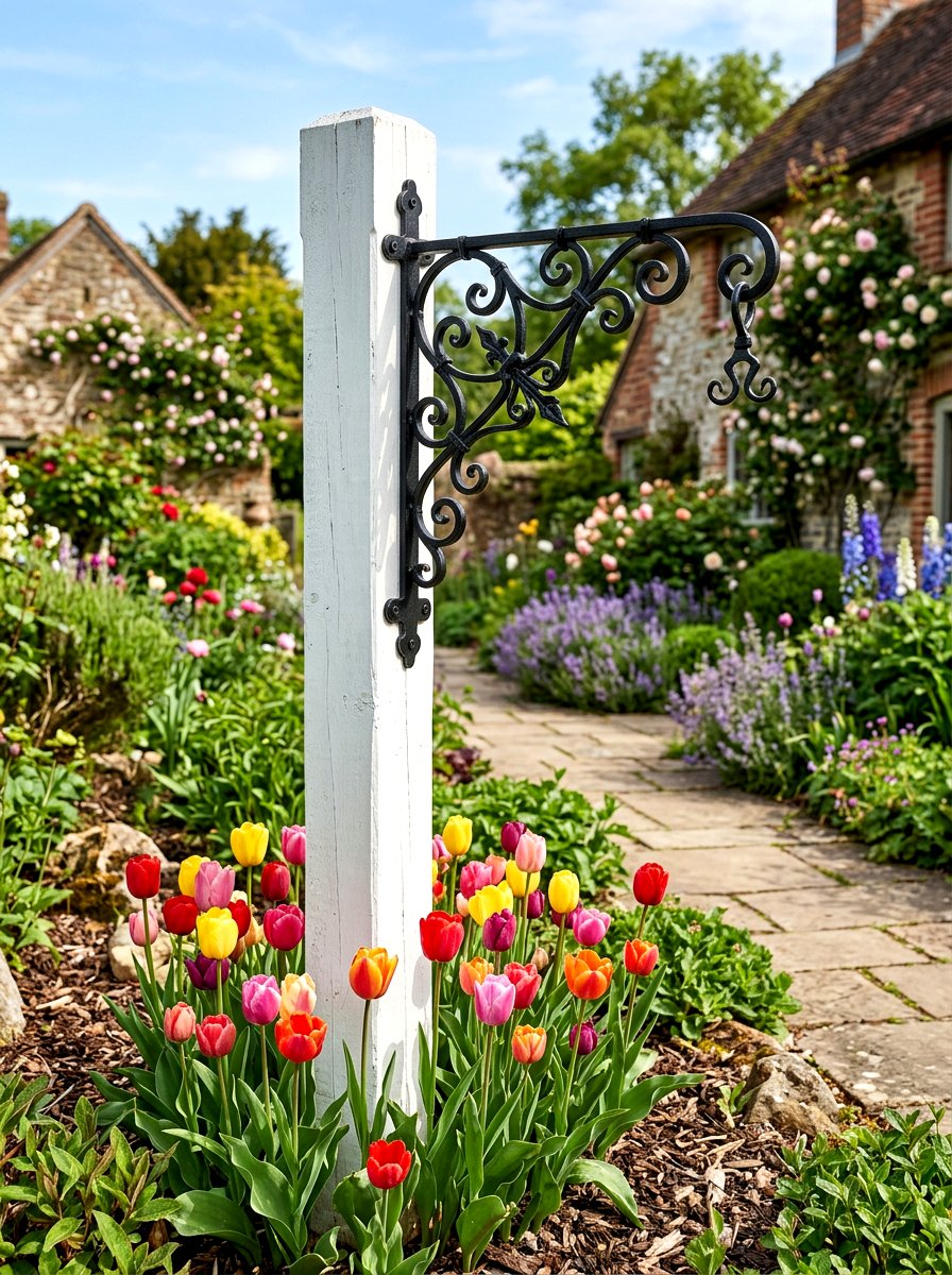 Decorative Metal Bracket - 25 Spring Mailbox Post Decor Ideas