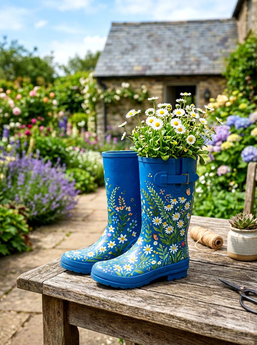 Decorative Rain Boot Planter - 25 Spring Rain Boot Planter Ideas