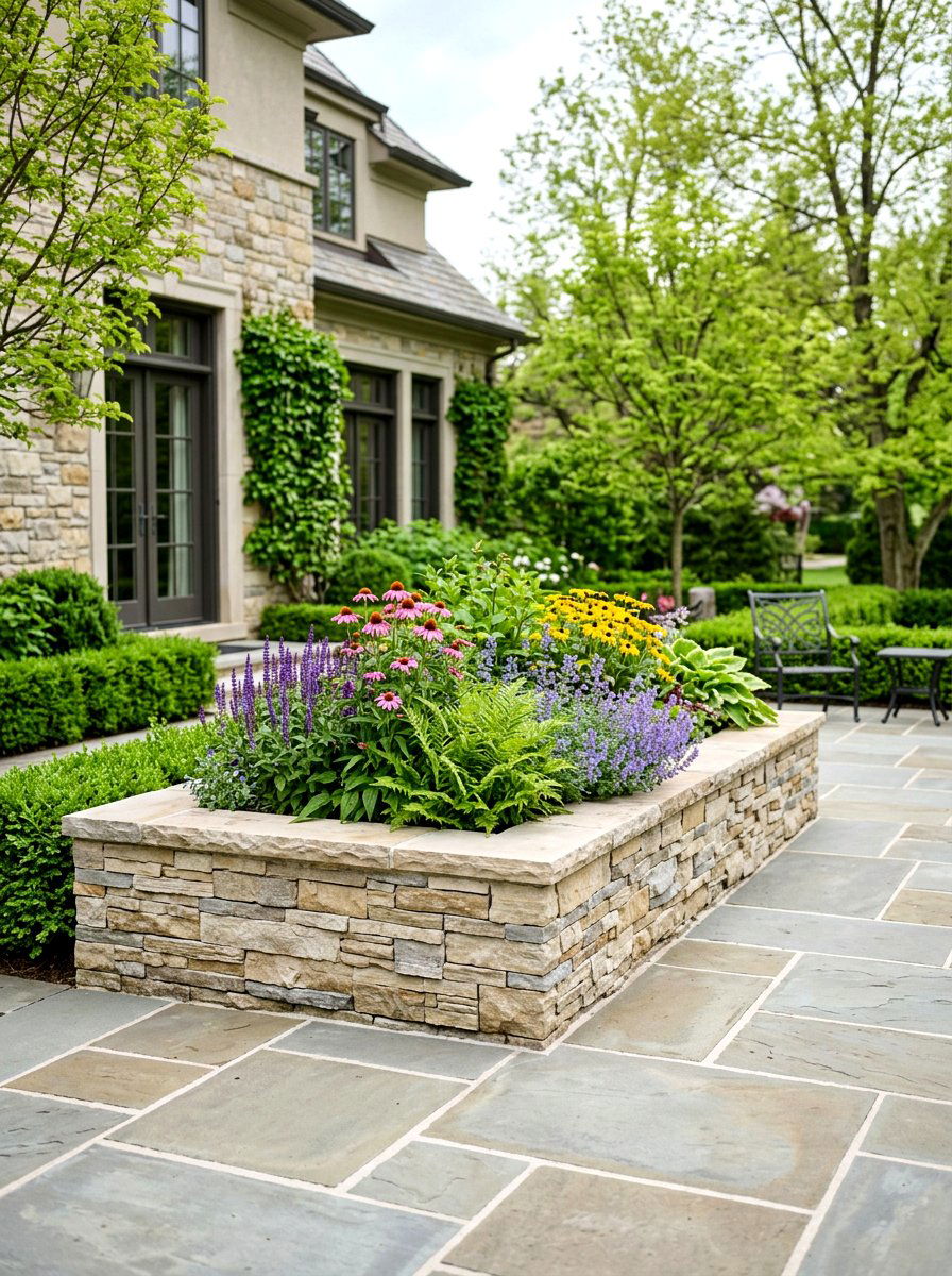 Decorative Stone Veneer Garden Box - 25 Spring Raised Bed Decor Ideas