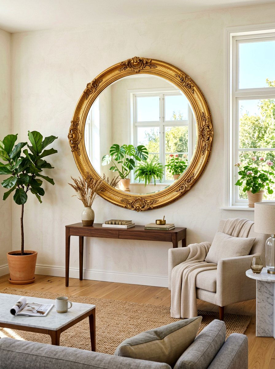 Decorative Wall Mirror - 25 Spring Living Room Decor Ideas