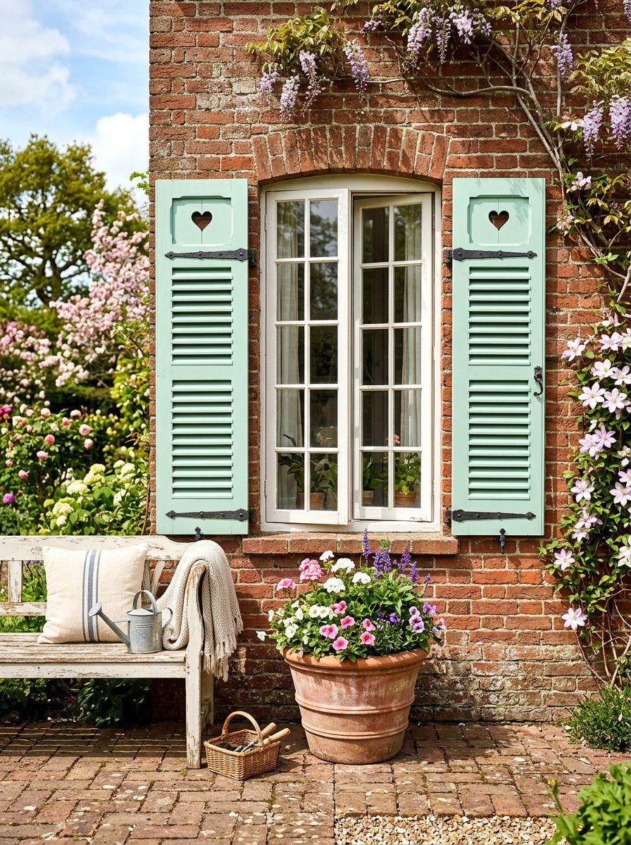 Decorative Window Shutter - 25 Spring Patio Wall Decor Ideas