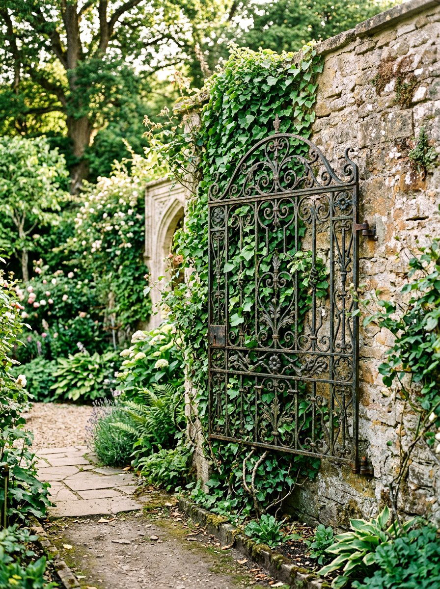 Decorative garden gate - 25 Spring Garden Wall Decor Ideas