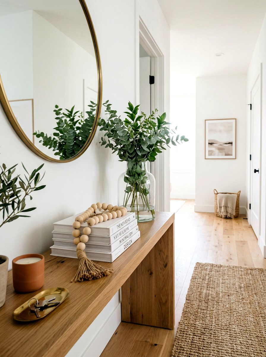 Decorative wooden beads - 25 Spring Hallway Table Decor Ideas