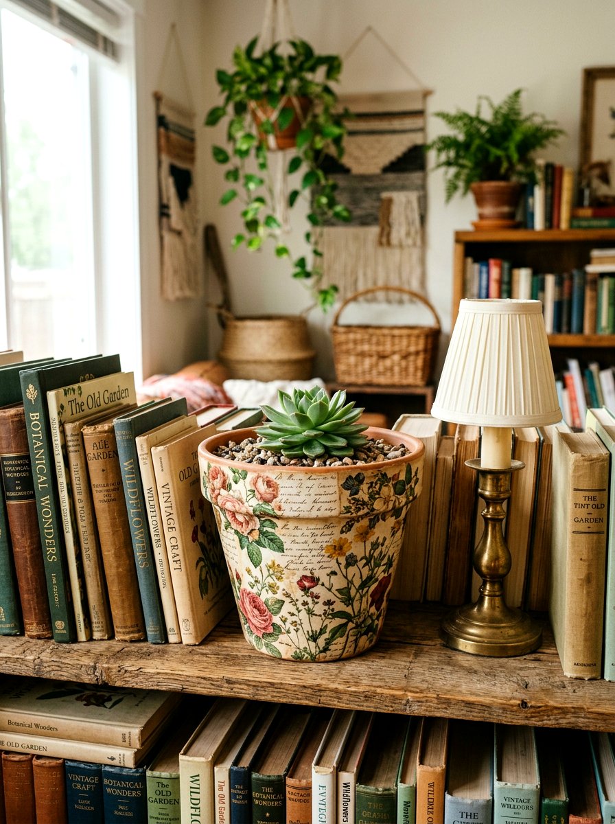 Decoupage Terra Cotta Pot - 25 Spring Clay Pot Craft Ideas