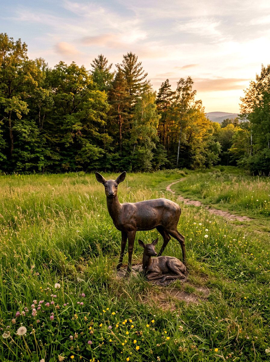 Deer Garden Statue - 25 Spring Garden Animal Decor Ideas