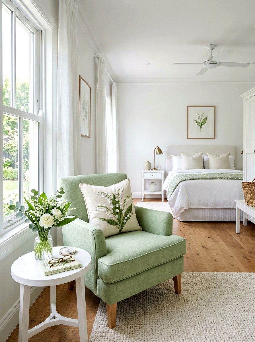 Delicate Lily Of The Valley Pillow - 25 Spring Embroidered Pillow Ideas