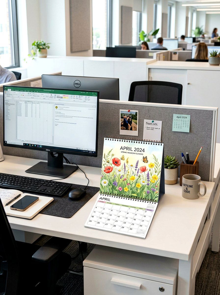 Desk Calendar - 25 Spring Cubicle Decor Ideas