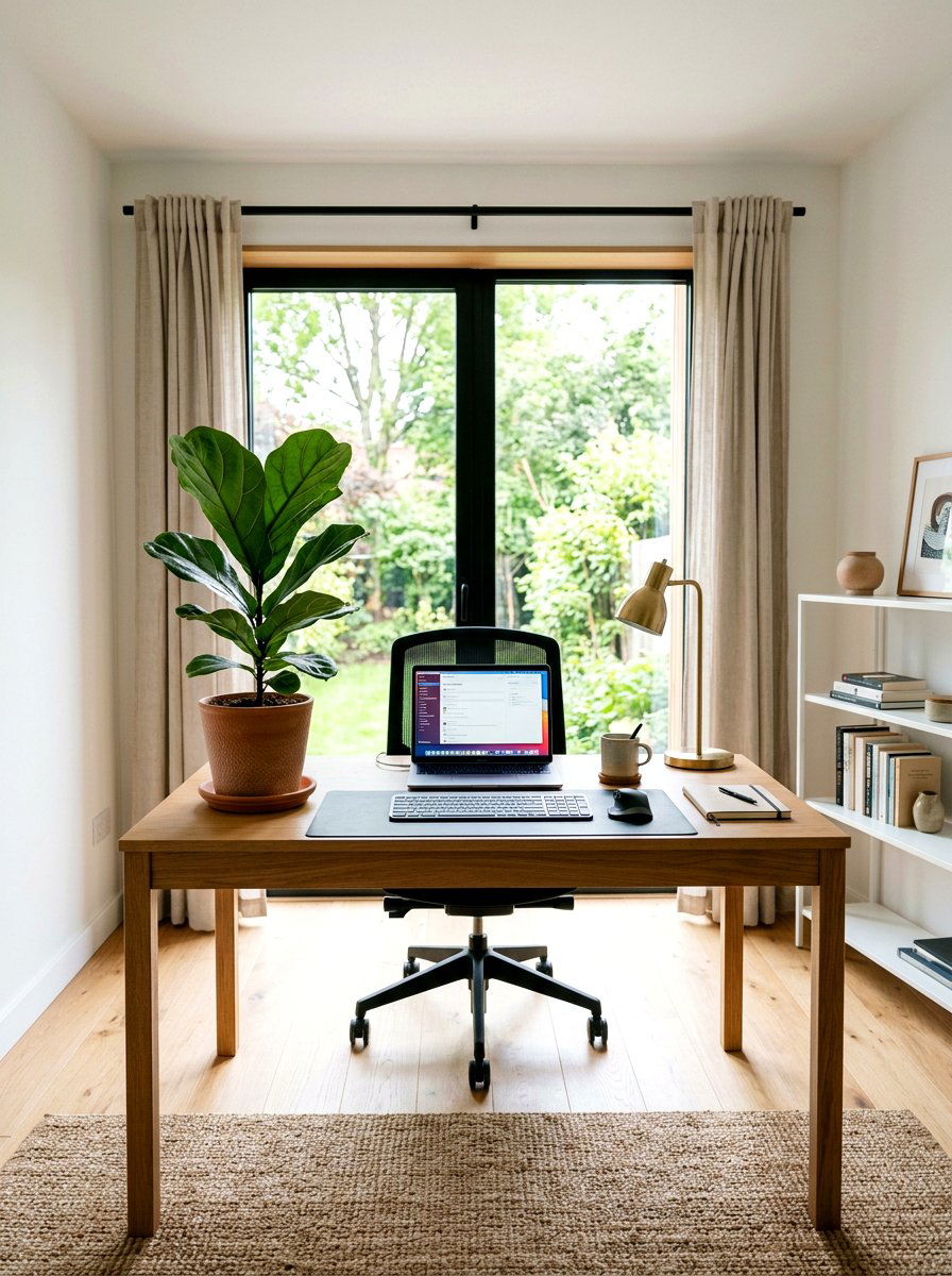 Desktop Fiddle Leaf Fig In Home Office - 25 Spring Fiddle Leaf Fig Styling Ideas