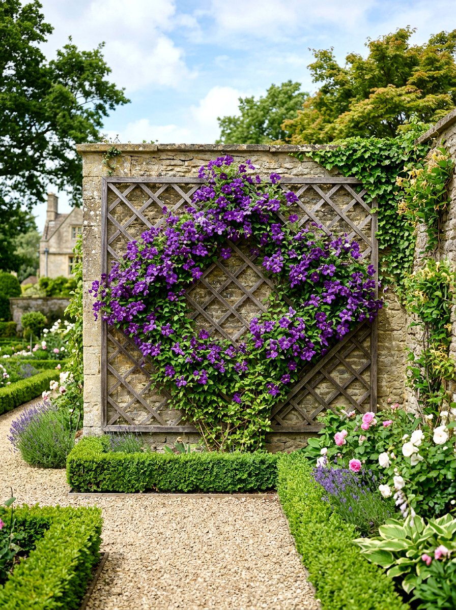 Diamond Grid Trellis - 25 Spring Clematis Trellis Ideas