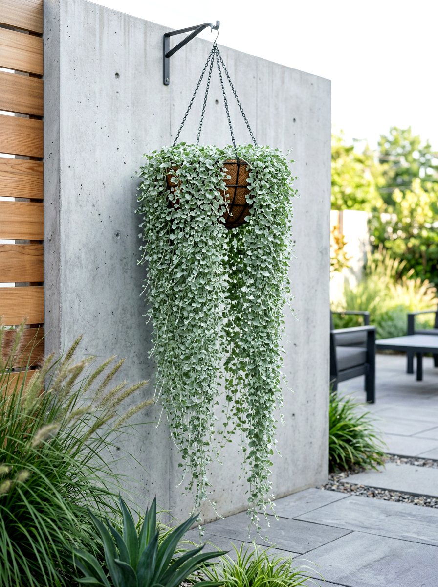 Dichondra Silver Falls Hanging Basket - 25 Spring Hanging Basket Flower Ideas
