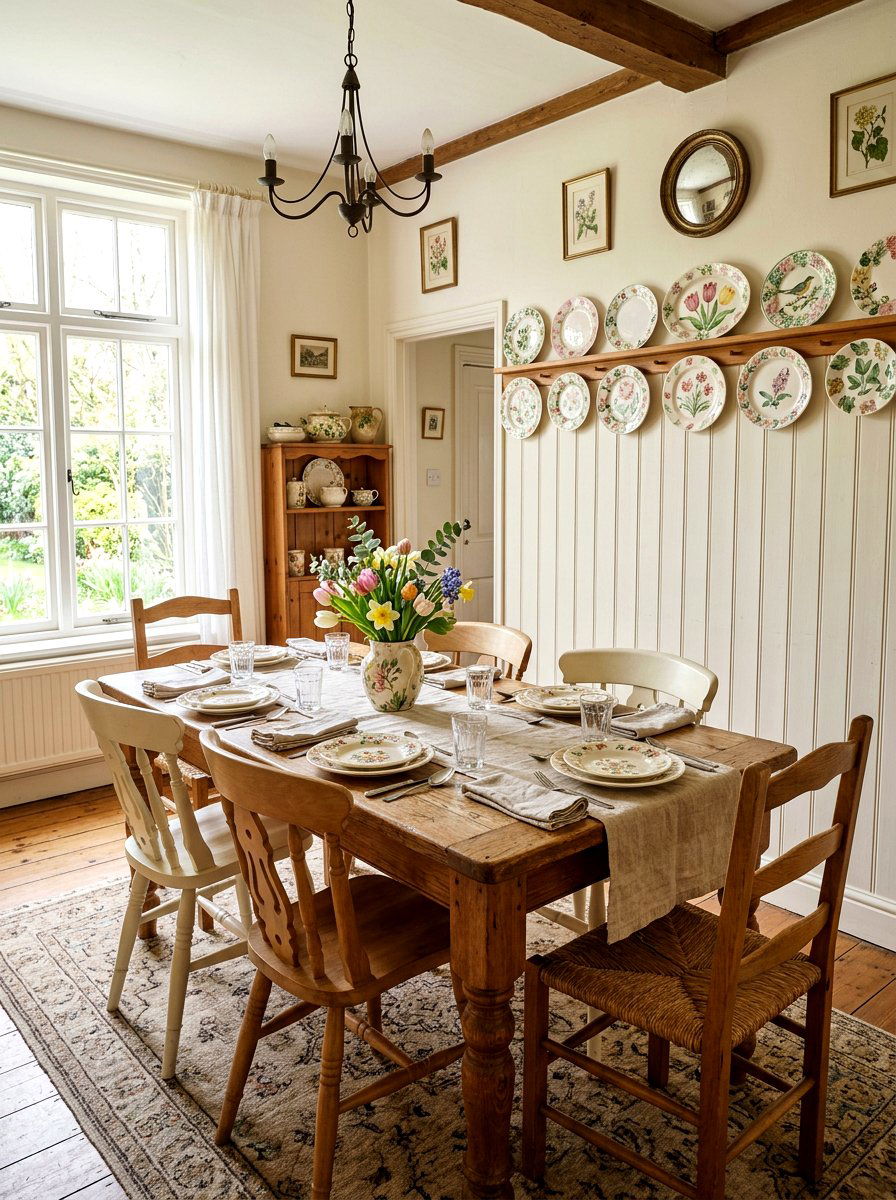 Dining Room Beadboard Plate Rail - 25 Spring Beadboard Decor Ideas