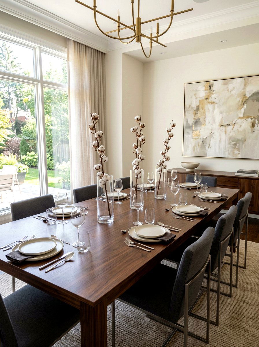 Dining Room Cotton Stem Display - 25 Spring Cotton Stem Decor Ideas