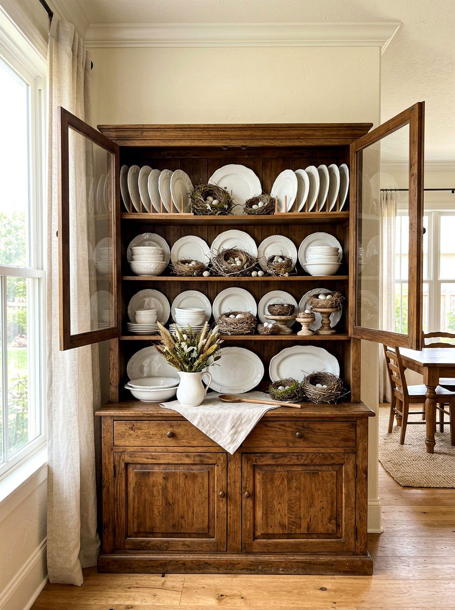 Dining Room Hutch Display - 25 Spring Bird Nest Decor Ideas