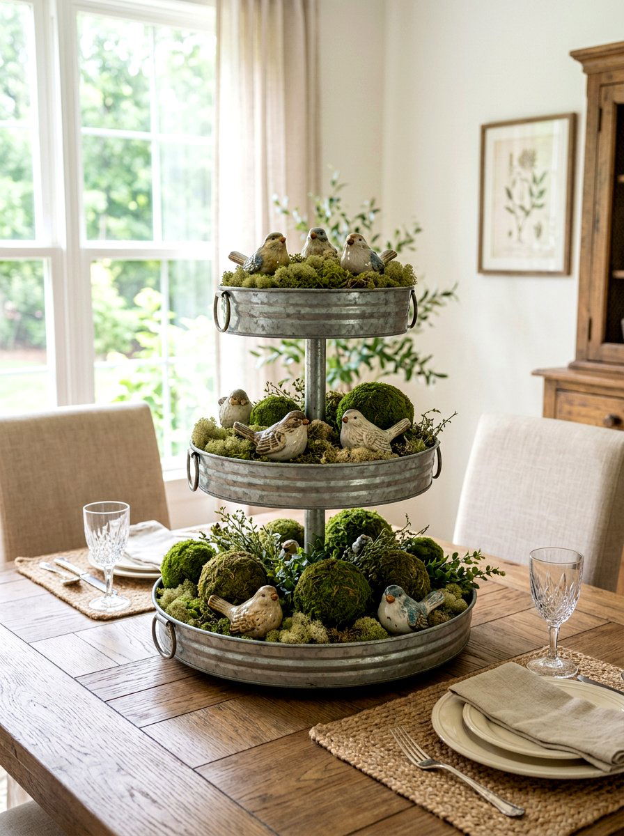 Dining Room Tiered Tray - 25 Spring Galvanized Tub Decor Ideas