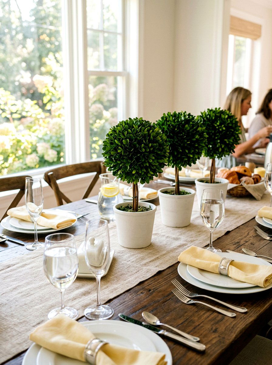 Dining Table Boxwood Topiary Centerpiece - 25 Spring Boxwood Topiary Ideas