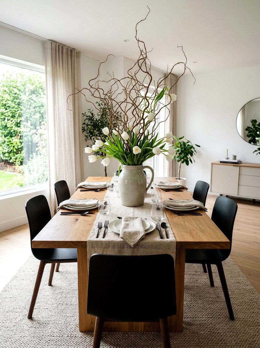 Dining Table Centerpiece - 25 Spring Curly Willow Branch Ideas