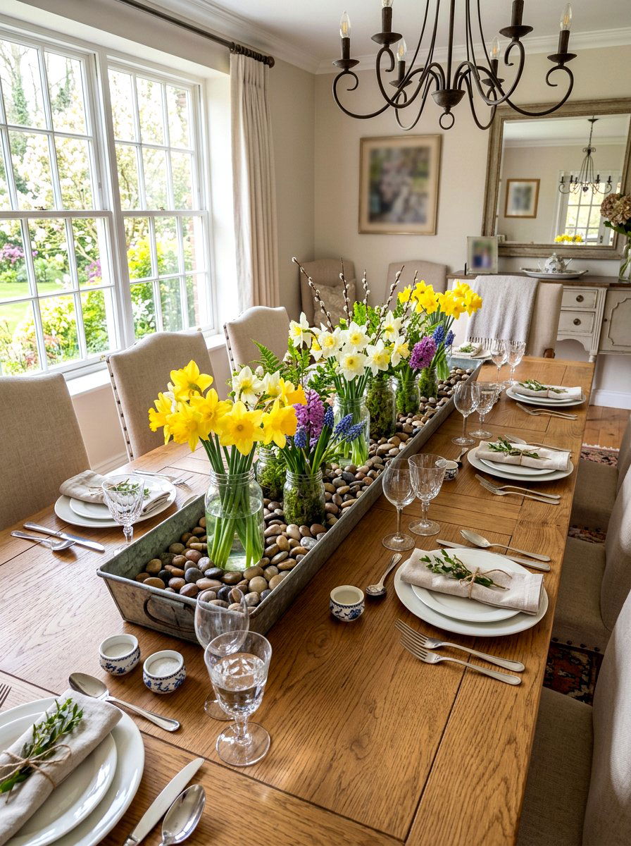 Dining Table Spring Flowers - 25 Spring Metal Tray Decor Ideas