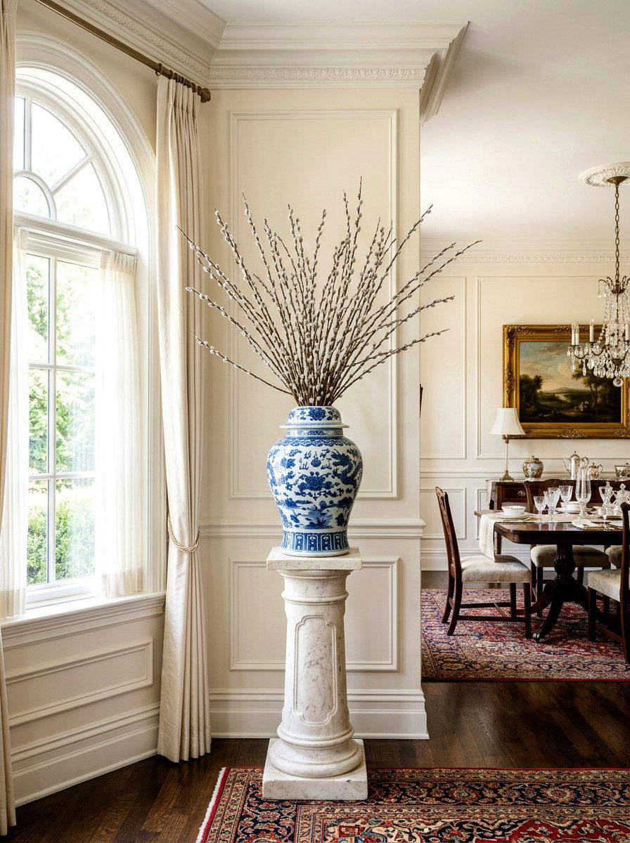 Dining room corner ginger jar pedestal - 25 Spring Ginger Jar Decor Ideas