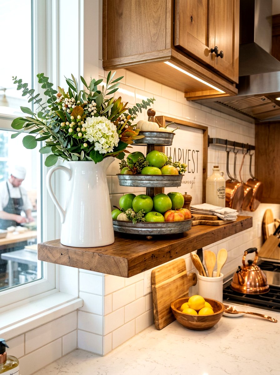 Dining room shelf botanical prints - 25 Spring Open Shelving Decor Ideas