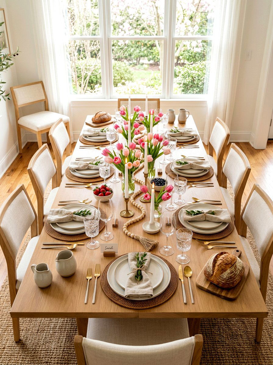 Dining table bead garland - 25 Spring Wooden Bead Garland Ideas