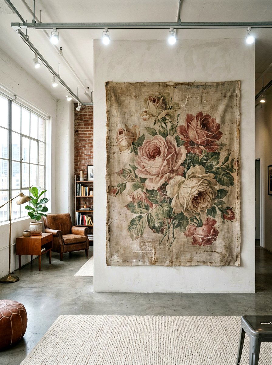 Distressed Canvas Floral - 25 Spring Vintage Art Ideas