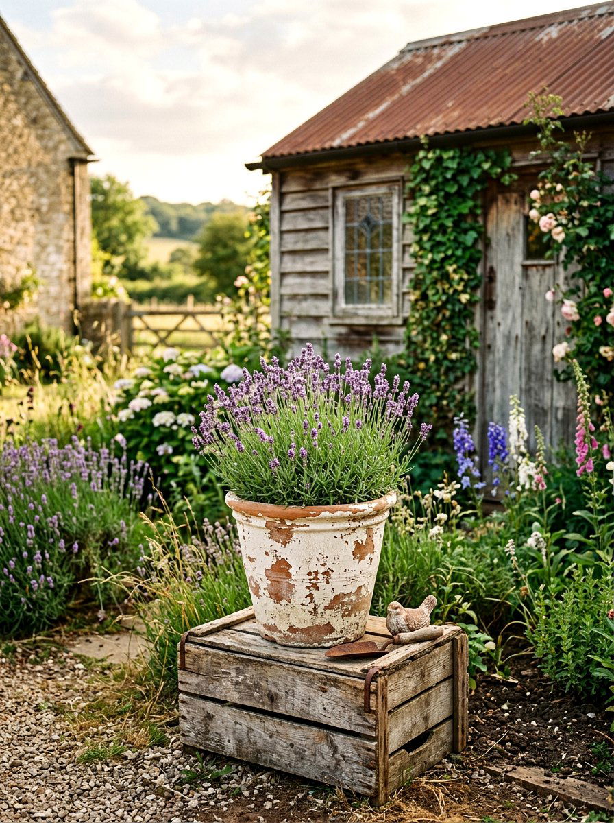 Distressed Farmhouse Planter - 25 Spring Planter Painting Ideas