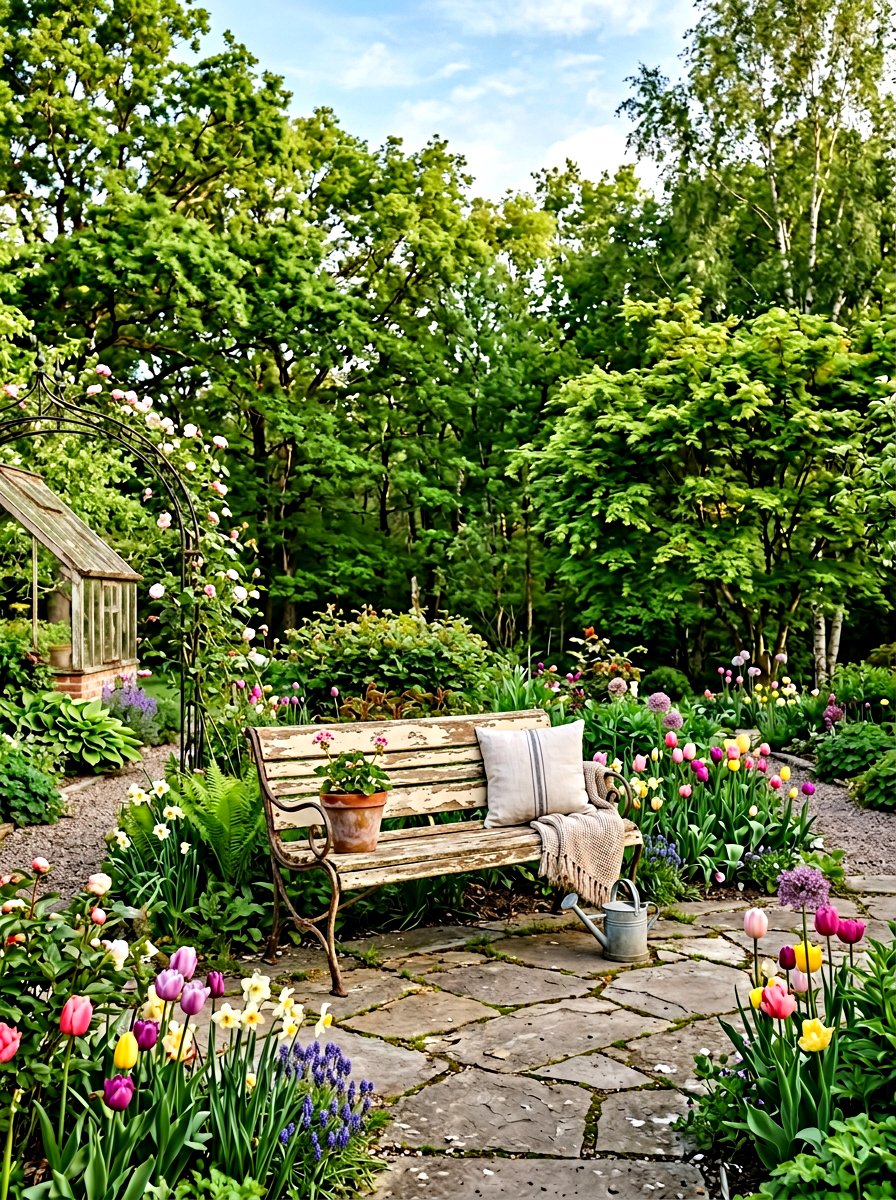 Distressed Garden Bench - 25 Spring Distressed Furniture Ideas
