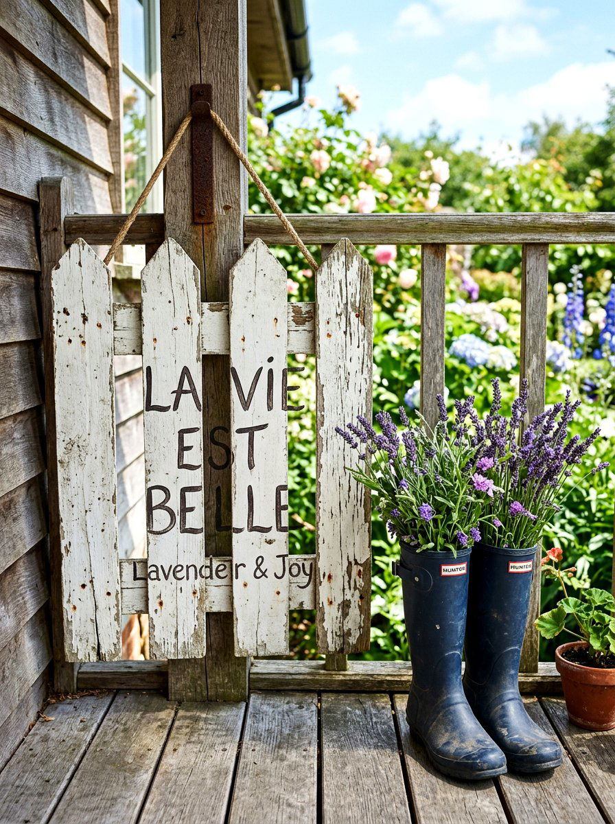 Distressed Picket Fence Sign - 25 Spring Painted Sign Ideas