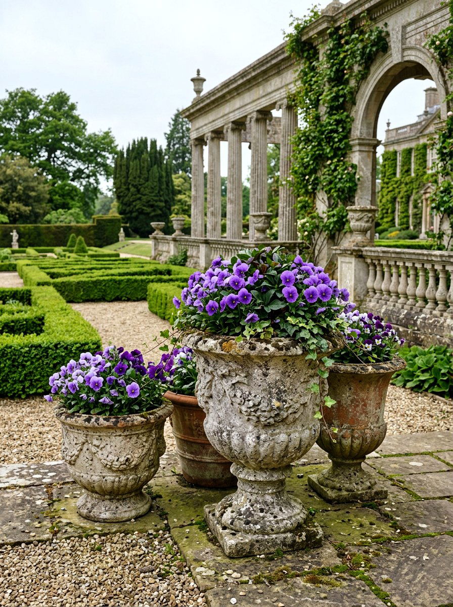 Distressed Stone Pot - 25 Spring Decorated Pot Ideas