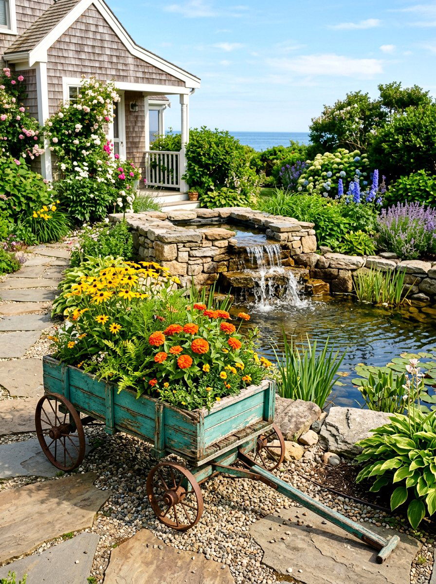 Distressed Teal Wagon - 25 Spring Wagon Decor Ideas