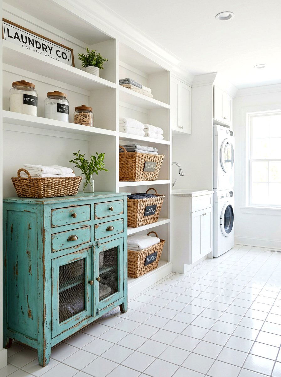 Distressed Turquoise Cabinet - 25 Spring Distressed Furniture Ideas