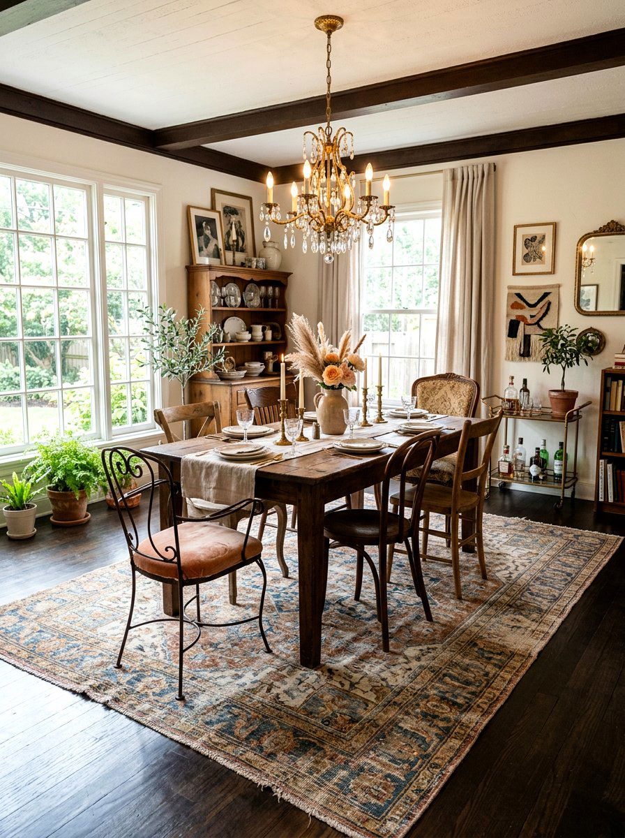 Distressed Vintage Rug - 25 Spring Dining Room Rug Ideas