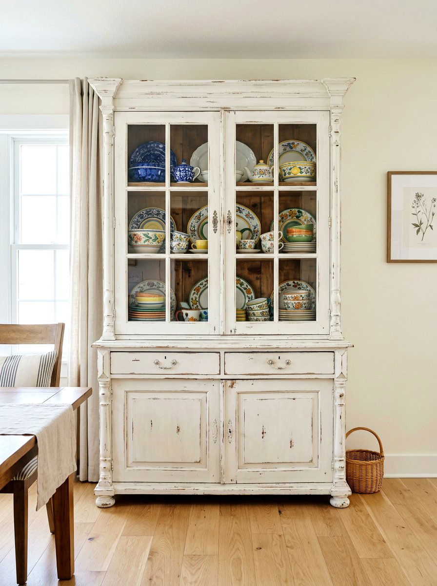 Distressed White China Cabinet - 25 Spring Distressed Furniture Ideas