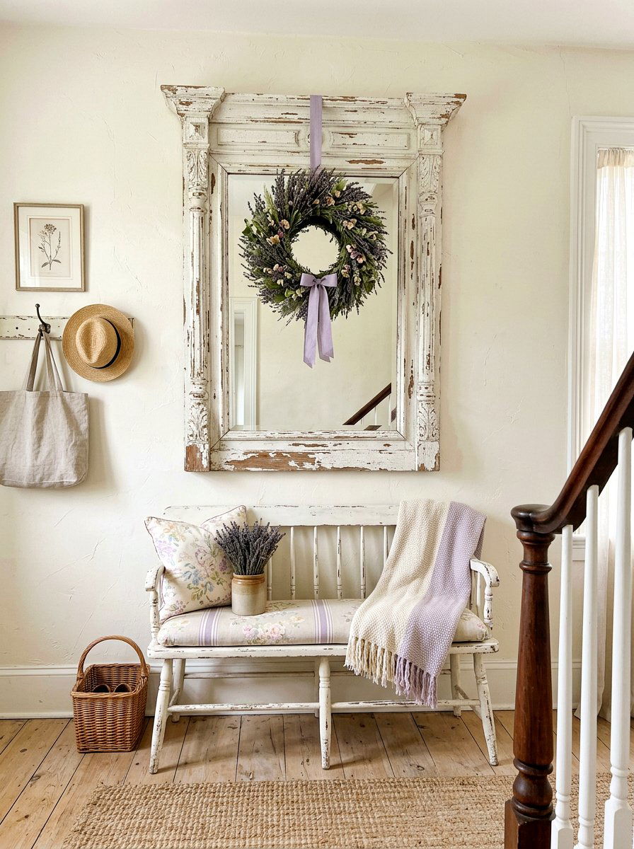 Distressed White Entryway Mirror - 25 Spring Entryway Mirror Ideas