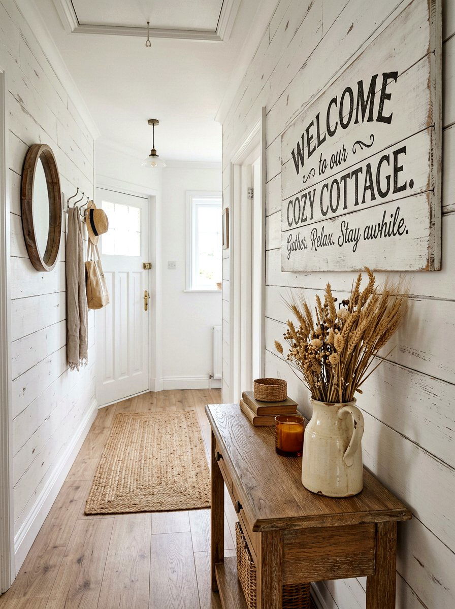 Distressed White Shiplap Sign - 25 Spring DIY Sign Ideas