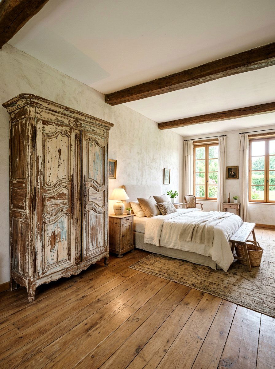 Distressed Wood Cabinet - 25 Spring Tuscan Decor Ideas