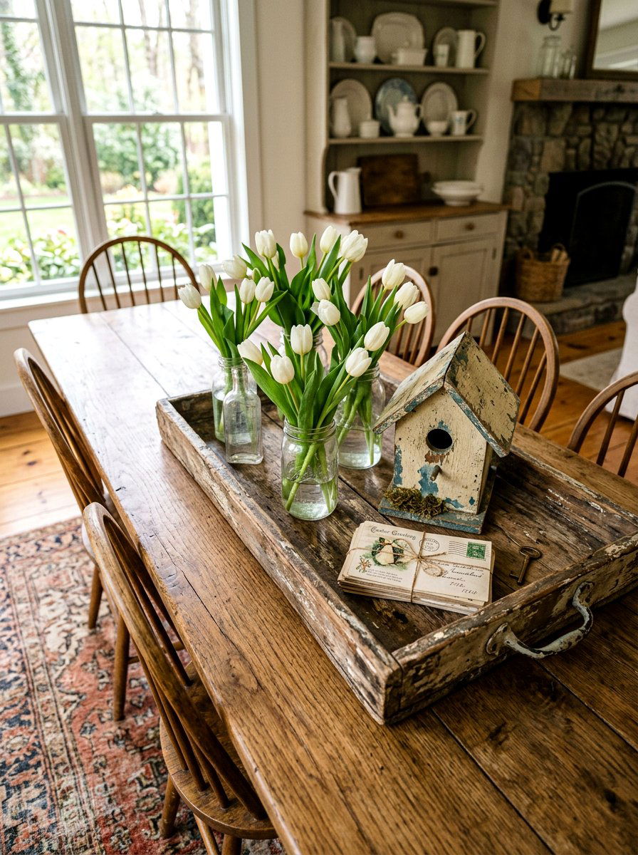 Distressed wood tray - 25 Spring Vintage Tray Decor Ideas