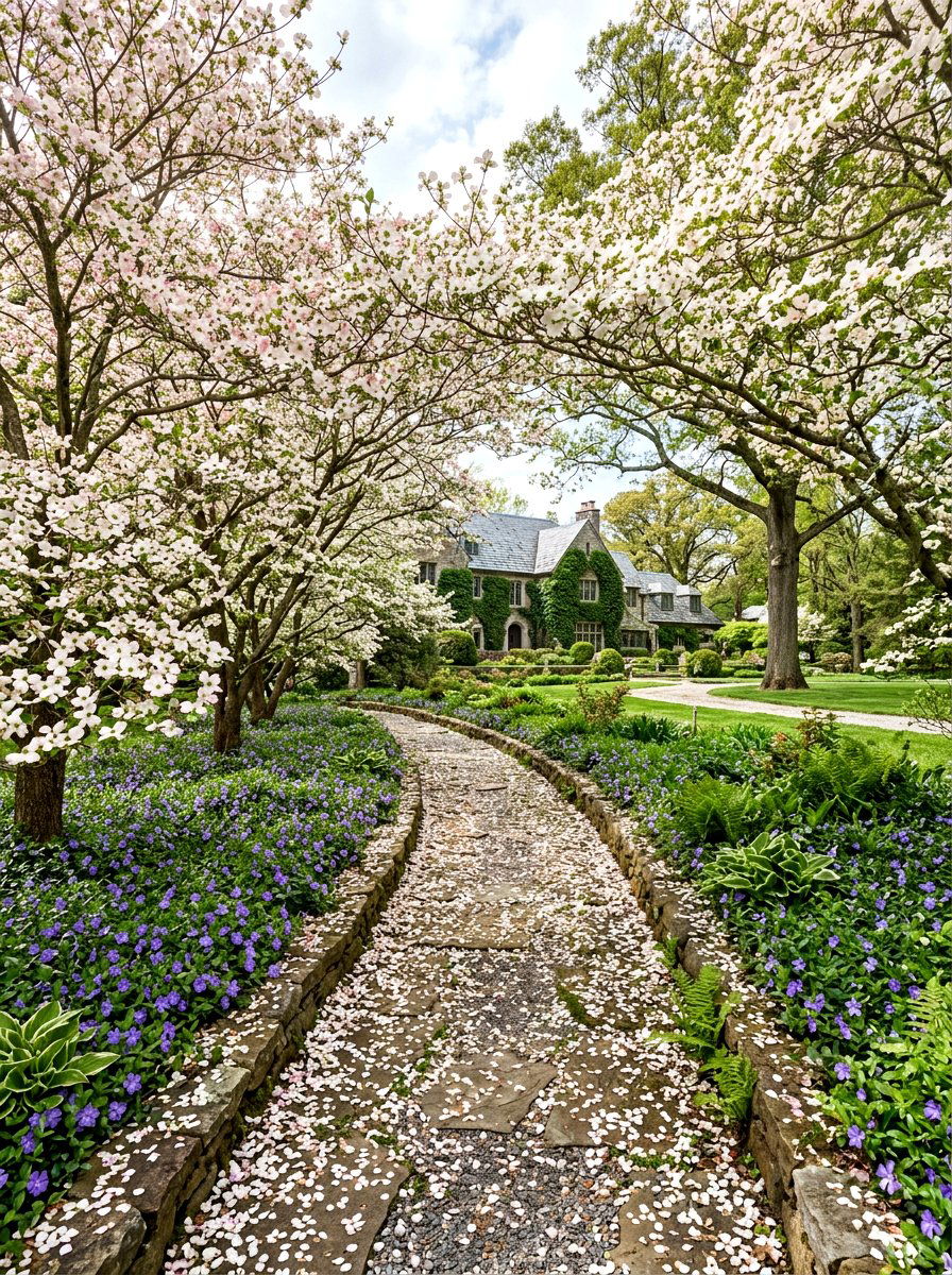 Dogwood Tree Walkway Border - 25 Spring Dogwood Tree Ideas