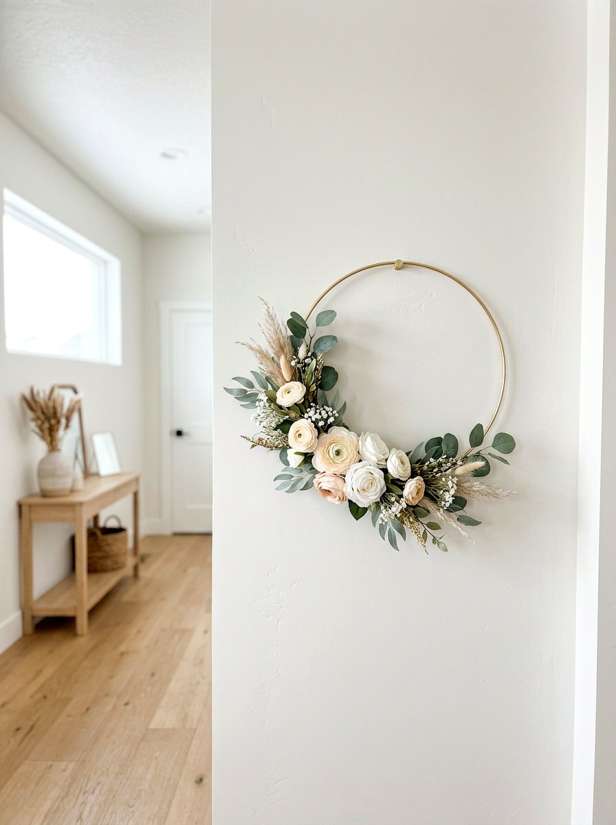 Dollar Store Floral Hoop Wreath - 25 Spring Dollar Store Decor Ideas
