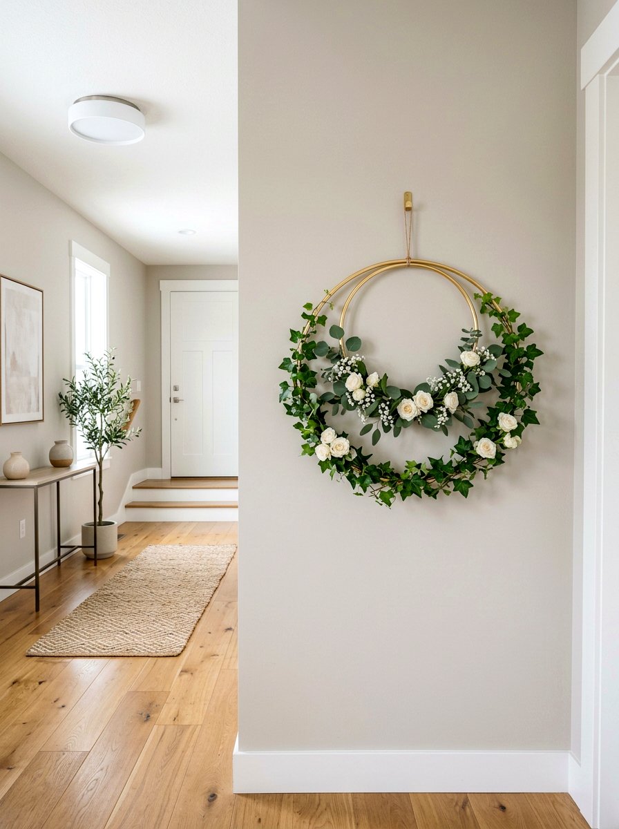 Double Metal Hoop Wreath - 25 Spring Flower Wreath Hoop Ideas