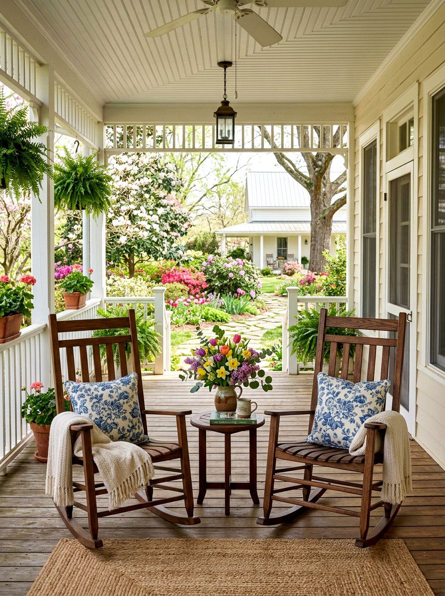 Double Rocker Setup - 25 Spring Porch Rocker Decor Ideas