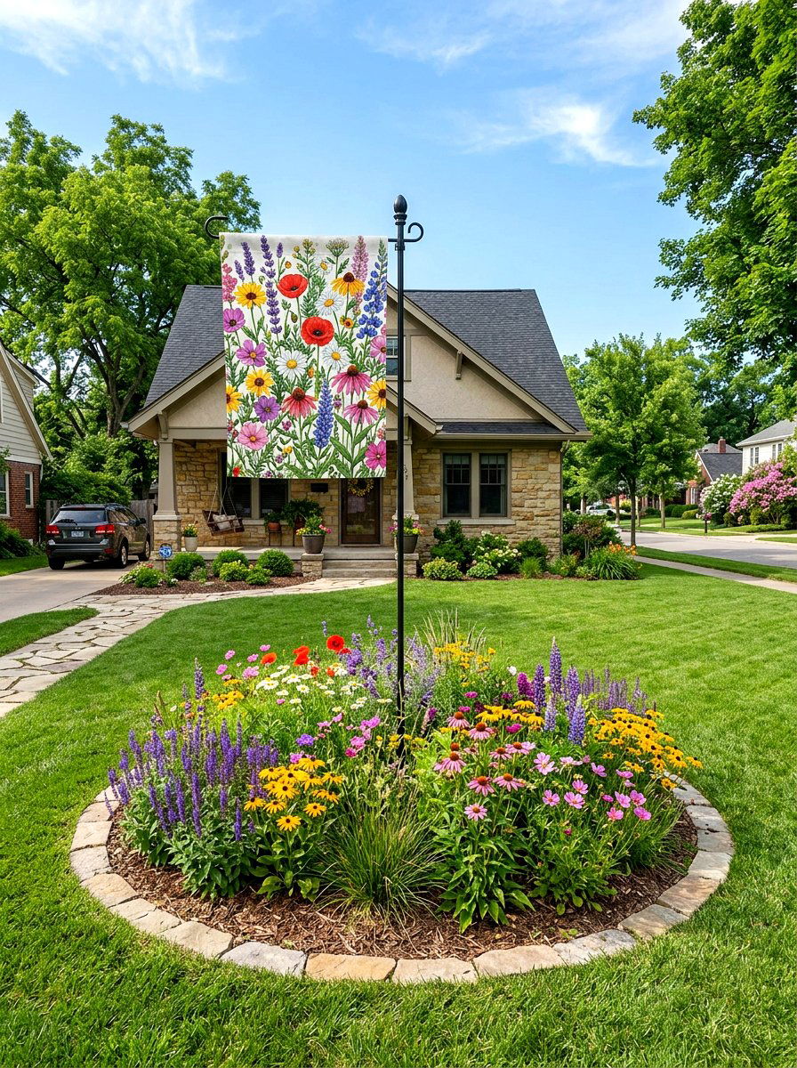 Double Sided Floral Flag - 25 Spring Yard Flag Ideas