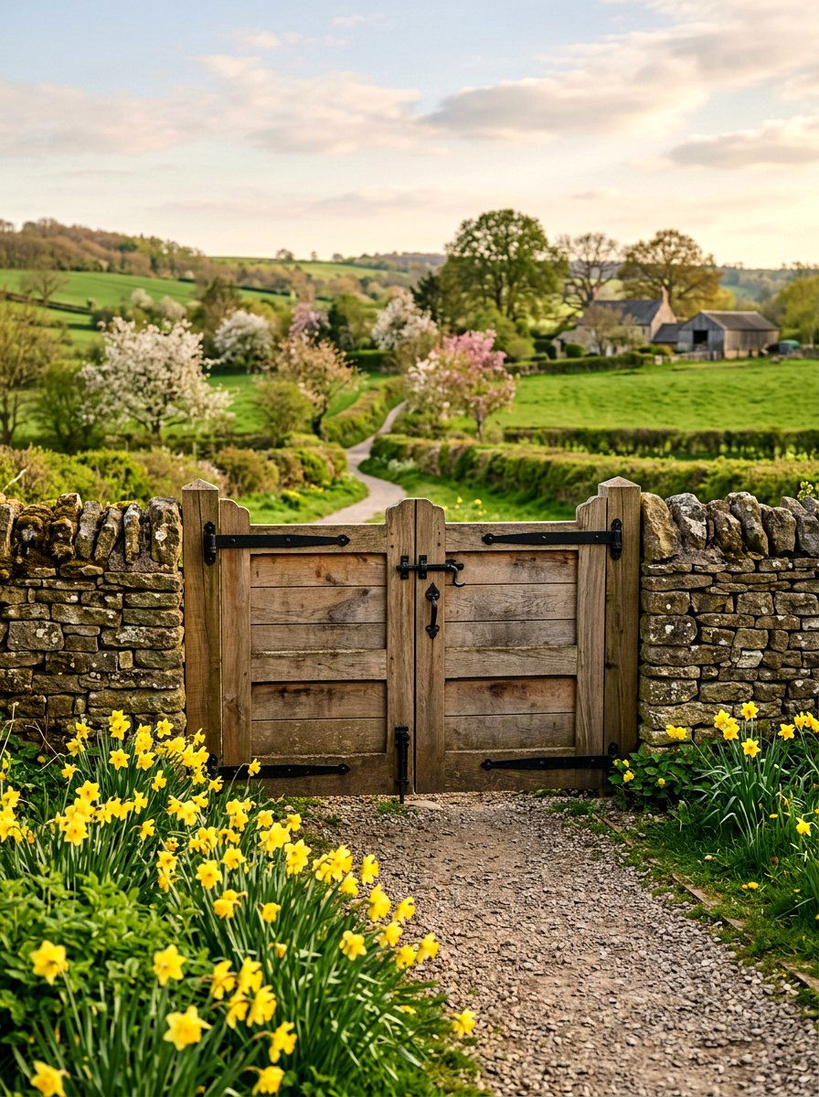 Double Swing Cedar Gate - 25 Spring Driveway Gate Ideas