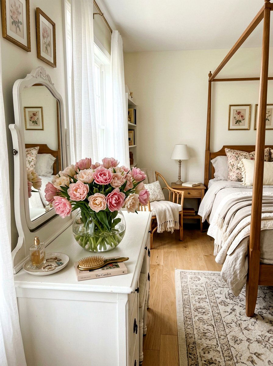 Double Tulip Floral Display - 25 Spring Tulip Centerpiece Ideas