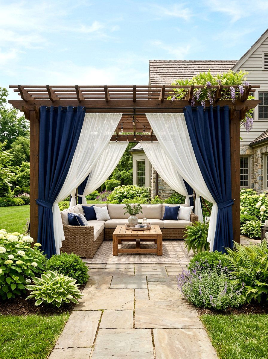 Double layer patio curtains - 25 Spring Outdoor Curtain Ideas