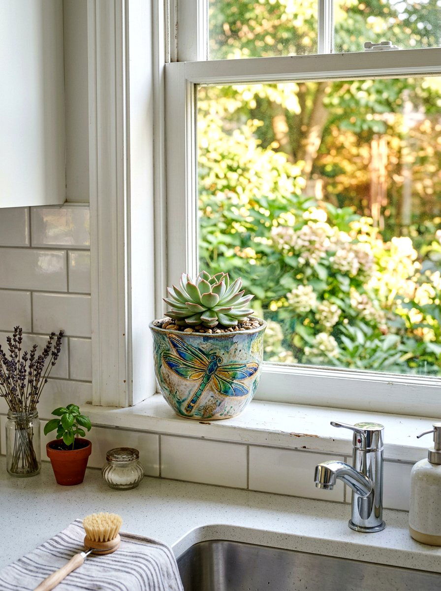 Dragonfly ceramic planter - 25 Spring Dragonfly Decor Ideas