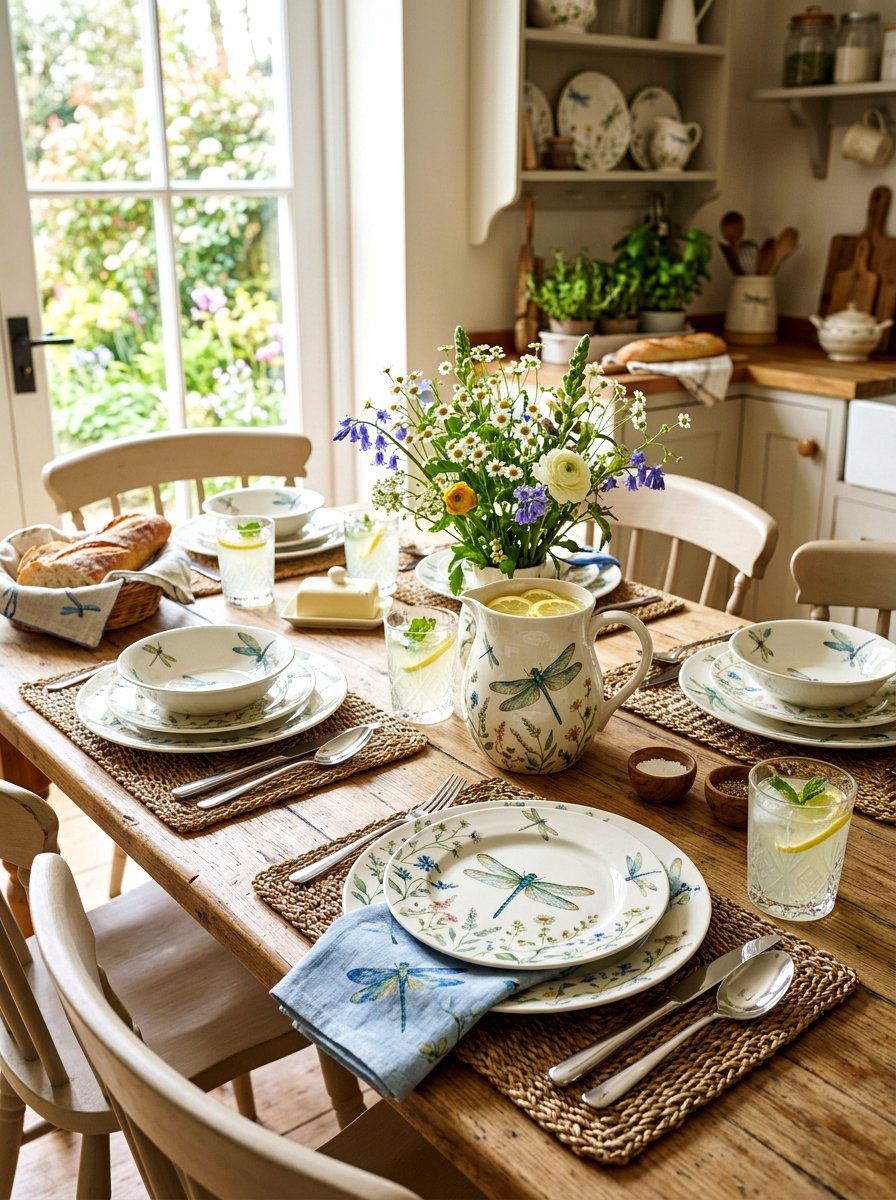 Dragonfly dinnerware set - 25 Spring Dragonfly Decor Ideas