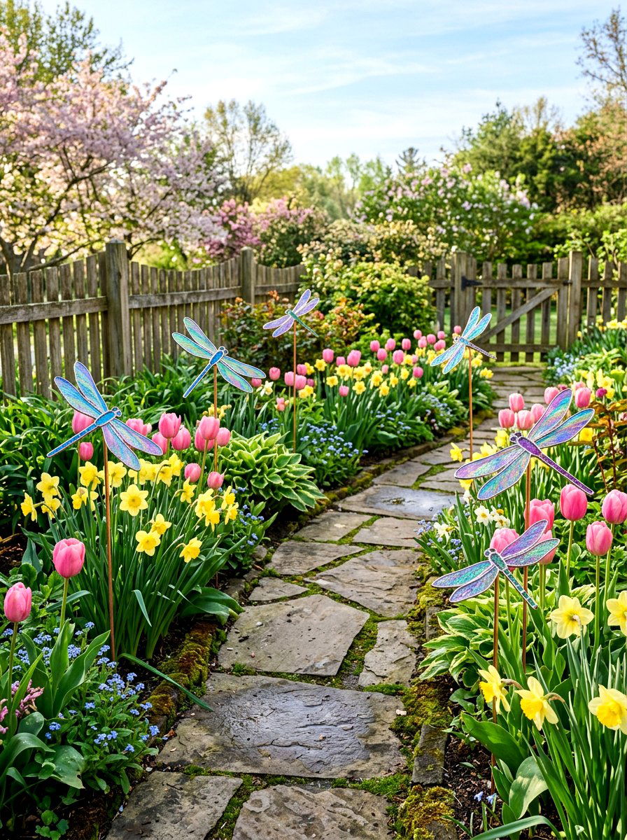 Dragonfly garden stakes - 25 Spring Dragonfly Decor Ideas