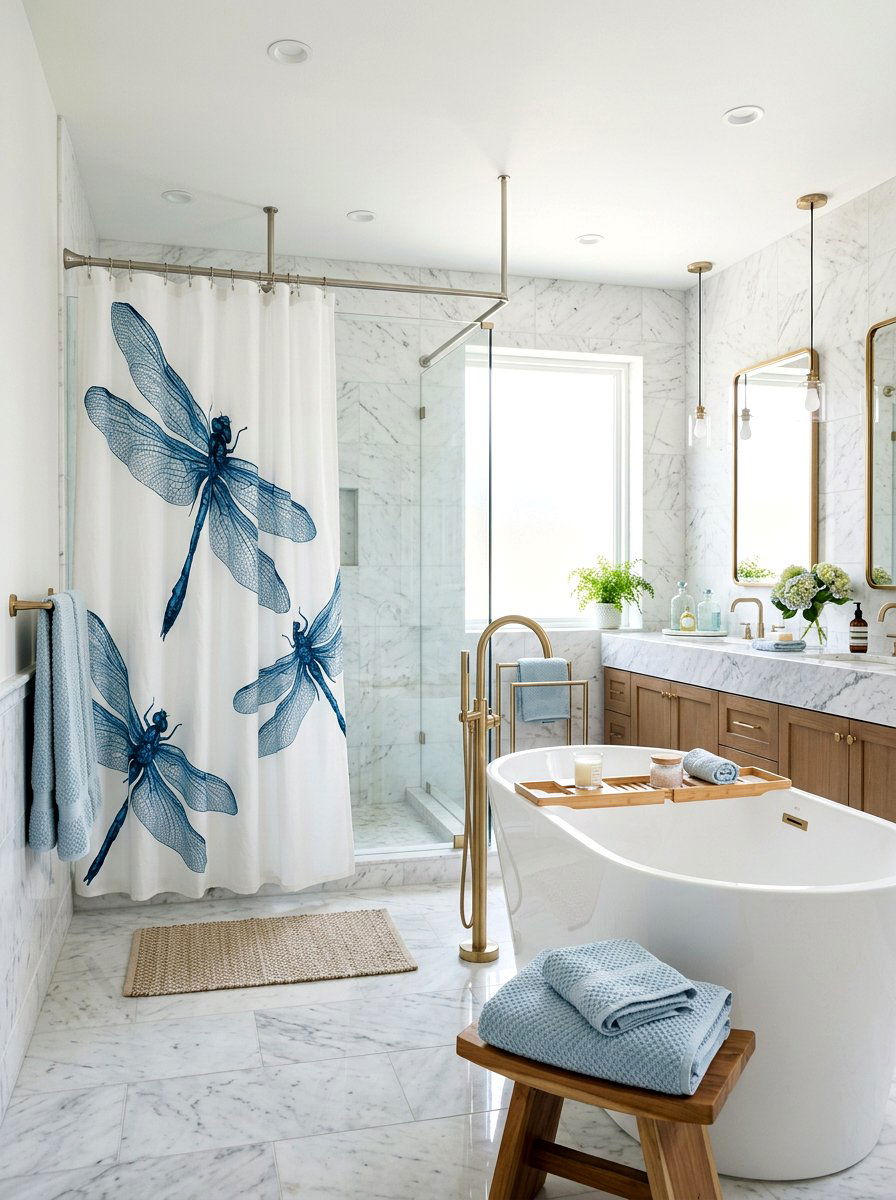 Dragonfly shower curtain - 25 Spring Dragonfly Decor Ideas