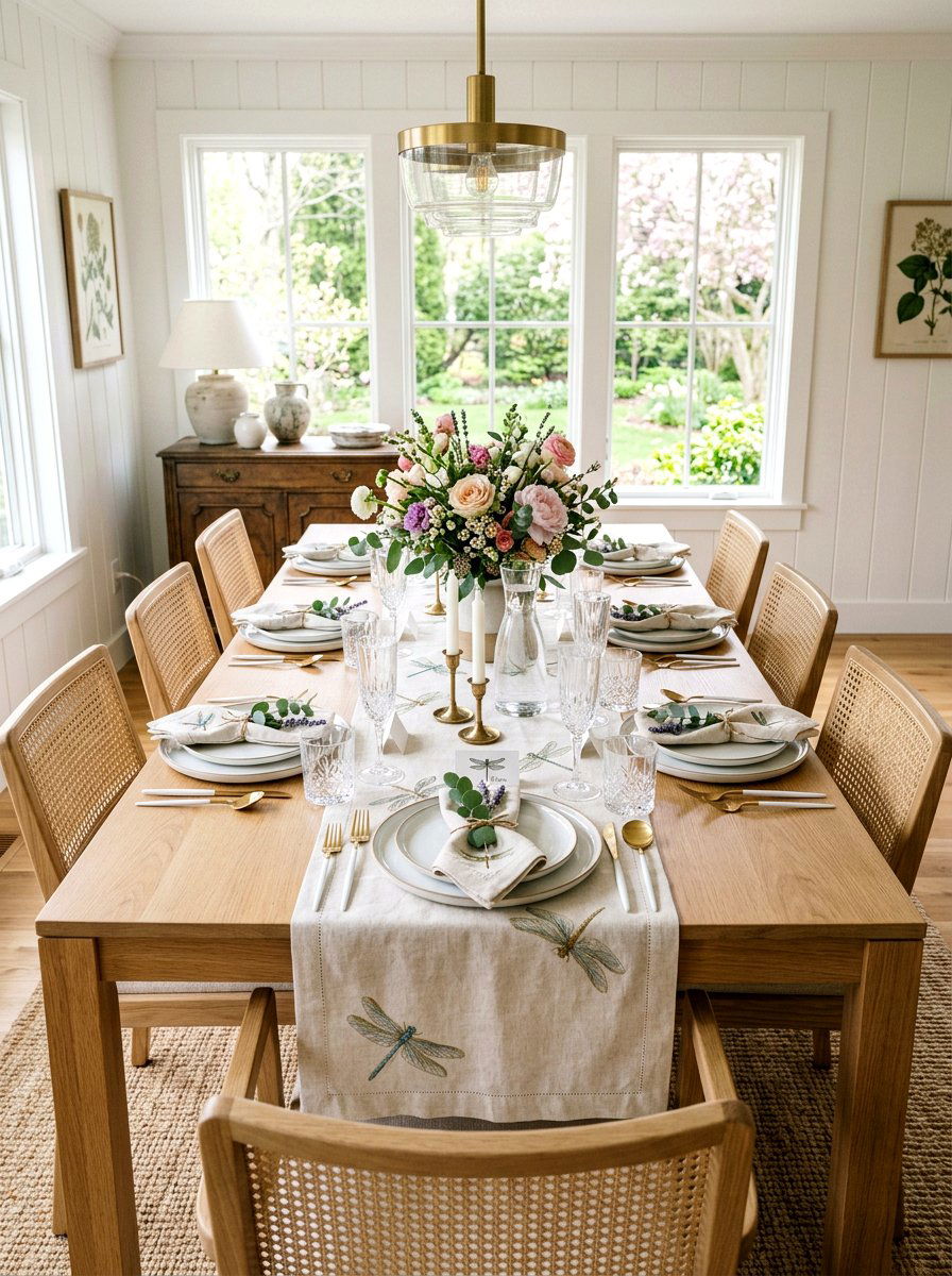 Dragonfly table runner - 25 Spring Dragonfly Decor Ideas